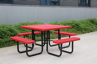 Restaurant rapide d'extérieur table de pique-nique commerciale en métal banc meubles de jardin table à manger en acier table basse de patio extérieur