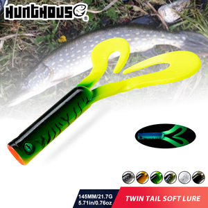 Señuelos de Pesca Suaves Hunthouse <span class=keywords><strong>Twin</strong></span> Tail Trailer, 3 Piezas/Lote, 145 mm, 21.7 g, Luminosos, UV, para Lucio y Lucioperca, Cebo de Pesca - Product Image 1