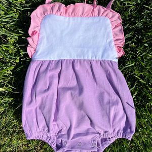 SR4040 Mono Personalizado para Bebé Niña, Blanco con Estampado Morado, Cómodo, Manga Larga, Venta al Por Mayor - Product Image 1