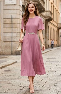 <span class=keywords><strong>Vestido</strong></span> Largo de Alta Calidad, Nuevo, para Fiesta de Verano 2026, con Decoración de Diamantes, <span class=keywords><strong>Manga</strong></span> Corta, Plisado, en Azul, <span class=keywords><strong>Rosa</strong></span> y Amarillo - Product Image 4