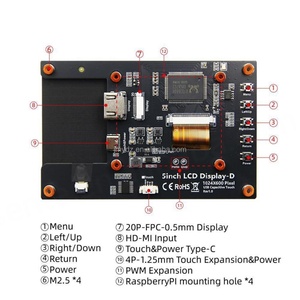 จอแสดงผล HDMI ขนาด 5 นิ้วสำหรับ Raspberry Pi รุ่น D ความละเอียด 1024x600 พร้อมหน้าจอสัมผัสแบบ Capacitive รองรับ Raspberry Pi 5/4B HD IPS - Product Image 3