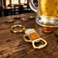Décapsuleur porte-clés en alliage de zinc plaqué or personnalisé, directement de l'usine, pour bière, cadeau de bar/pub, vente en gros, avec logo