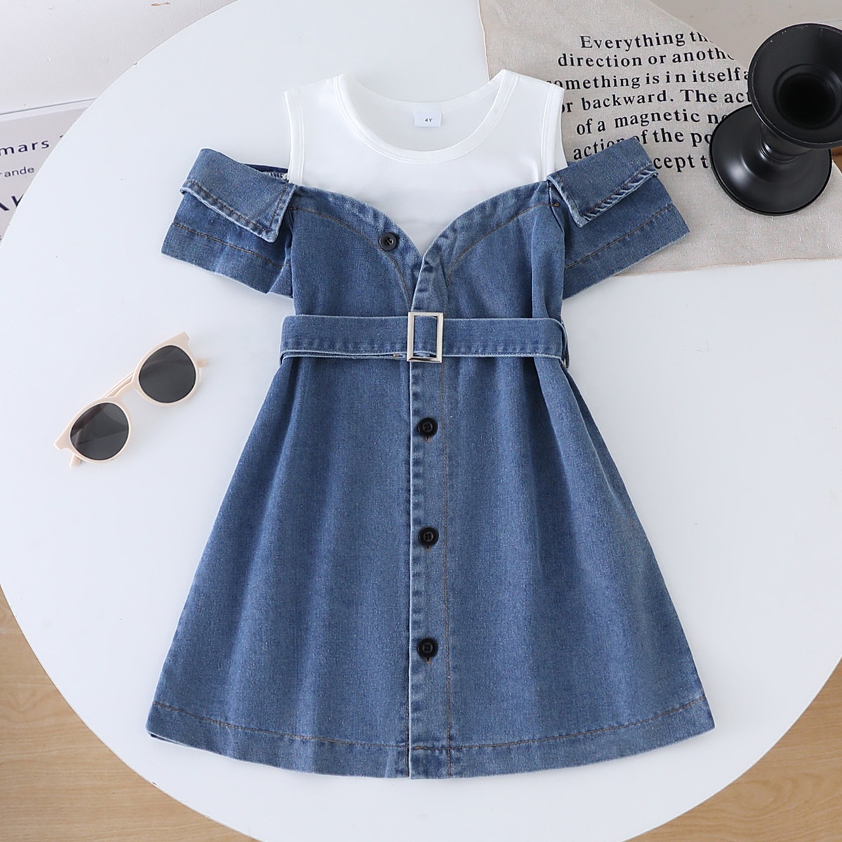 Off Shoulder Denim Dress - Sleeveless Maxi Casual Style