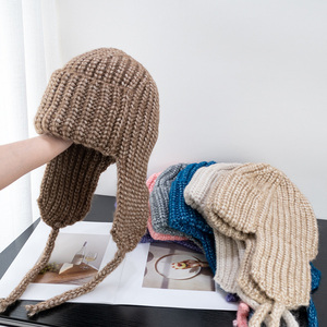 Nouvelle mode tricoté trappeur chapeau pour femmes hommes hiver tricot oreillette Beanie femme Crochet russe Bomber chapeaux <span class=keywords><strong>Bonnet</strong></span> - Product Image 1