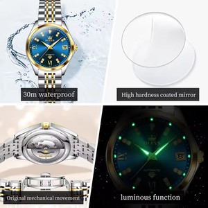   Montre pour femme 9801, montre mécanique automatique de luxe, étanche, en acier inoxydable, avec diamants, date, ensemble de montres pour femmes 3.0 - Product Image 3