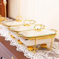 Assiettes chauffantes en céramique pour la fête de mariage lot de 3 plats profonds en céramique avec couvercle en verre