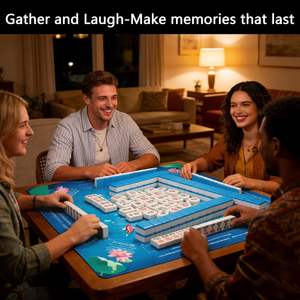 Tapete de Mahjong Americano de Lujo Antideslizante con Diseño Personalizado, Bolsa de Transporte y Reglas para Mahjong, Dominó y Póker - Product Image 2