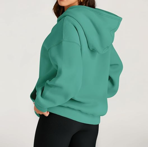 Venta al por mayor de encargo de alta calidad 100% algodón impreso Unisex Sudadera con capucha de algodón Casual niñas sudaderas Color sólido sudaderas con capucha de las mujeres - Product Image 2