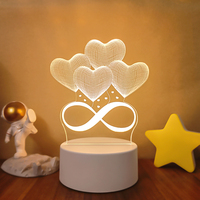 Amour romantique 3D LED veilleuse ballon en forme de coeur acrylique lampe de table décorative pour chambre saint valentin chérie