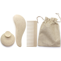 Ensemble de brosses de massage du cuir chevelu en paille de blé personnalisées, 3 pièces, rose, noir, blanc, kit de peignes avec démêloir, essentiels pour la coiffure