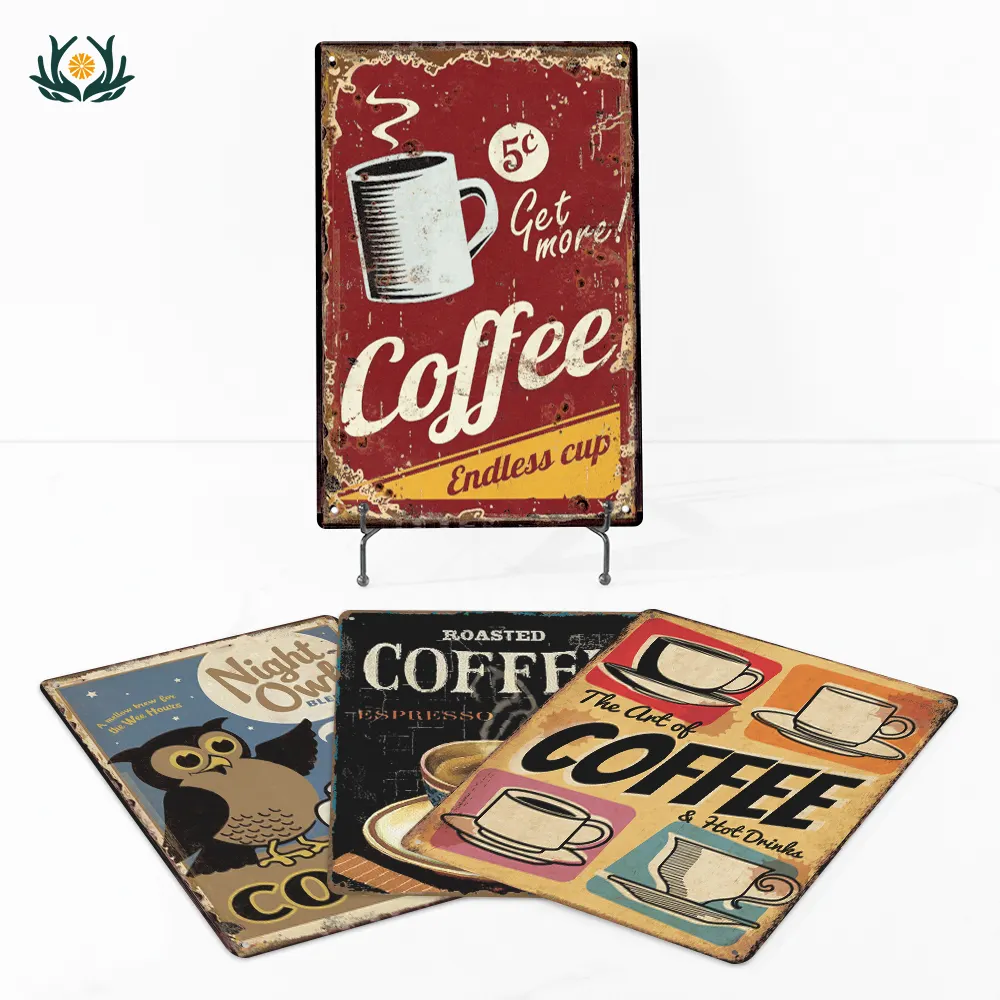 Putuo Decor Coffee Signs Vintage Metal Tin Signs Posters Cafe Coffee Bar Cocina Decoración de pared Cartel de metal