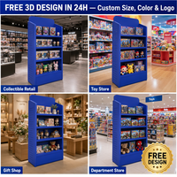 Rak Display Mainan Logam Heavy Duty, Rak Figur Berdiri 3 Tingkat, Putar, untuk Toko Retail Koleksi, OEM