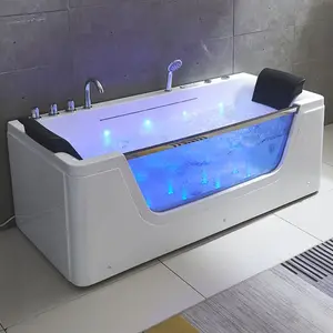 2024 Modern Luxury Bathroom Tubs Rectangle Freestanding Indoor Waterfall Acrylic Plastic Whirlpool Jetted Bathtubs Whirlpools