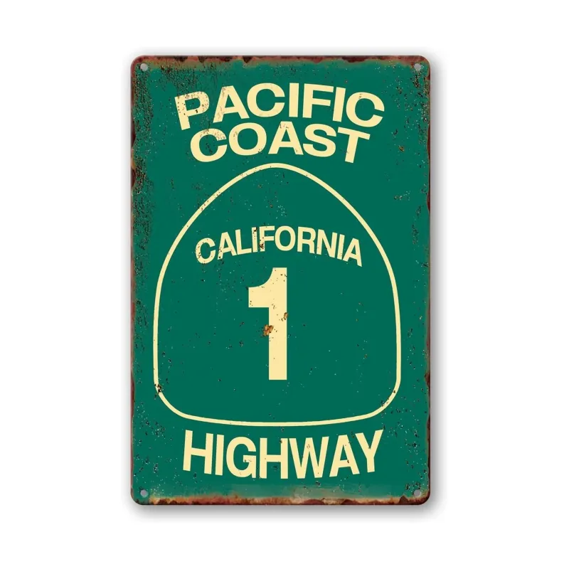 12X8 In Surf Summer Travel Pacific Coast Highway Signs come regalo, California Decor Abbey Street Road Metal Tin Sign