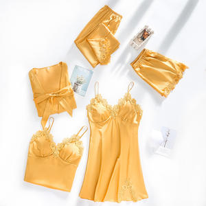 Abbigliamento da notte da sposa completo da donna Sexy 5 pz pigiama in poliestere con scollo a V leggero primavera abbigliamento da notte <span class=keywords><strong>intimo</strong></span> - Product Image 6