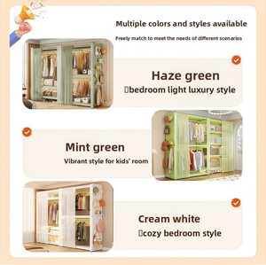 Armoire de chambre à coucher en acier, style ouvert, multi-niveaux, réglable et démontable, à poser au sol, pour rangement domestique et locatif - Product Image 4