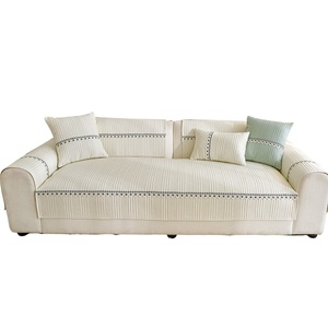 Sarung Bantal <span class=keywords><strong>Sofa</strong></span> Rajut Motif Garis Vertikal Gaya Krim, Sejuk untuk Musim Panas, Bahan Bernapas Ramah Kulit, Anti Selip, Anti Goresan Kucing - Product Image 5