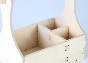 Panier cadeau large en bois à 4 compartiments, boîte de rangement en contreplaqué avec poignée, gravure personnalisée OEM, logo Vietnam - Product Image 3