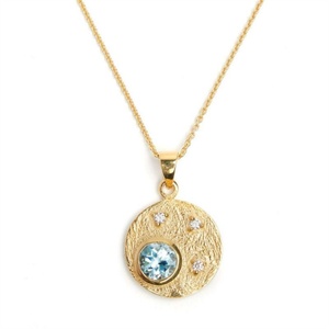 Collar de Cobre con Circonita Arcoíris Personalizado, Collar con Colgante Redondo de Circonita - Product Image 1