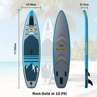 Planche à pagaie gonflable Executive Touring de 11' (33 pouces de large), bleu graphite élégant, épaisseur 6 pouces, pour les aventures sur le lac et le littoral