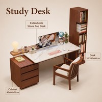Bureau d'étude multifonctionnel moderne, extensible, durable, en bois de caoutchouc, couleur personnalisable, pour la maison, le bureau, les étudiants
