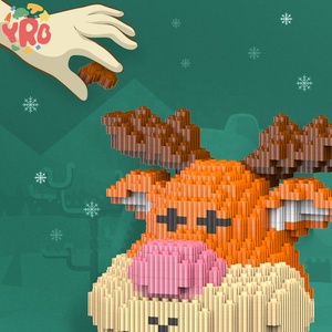 Yrb bebek sıcak satış noel tuğla seti DIY yapı blok bulmaca oyuncaklar noel baba ren geyiği yapı taşları Set oyuncaklar - Product Image 5