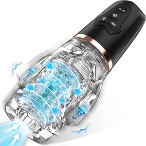 เครื่องสั่นแบบดูดกระตุ้นอวัยวะเพศชายแบบใส ใช้พอร์ต USB สำหรับผู้ใหญ่  นวดด้วยอนุภาคโปร่งใส กันน้ำได้ 100% - Product Image 1
