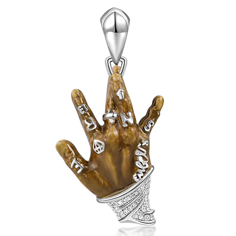 2024 New Design Palms Pendants Necklace Hip Hop Big Hip Hop Pendant