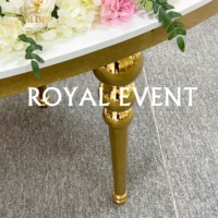 Table de mariage en forme de lune pour la mariée et le marié, table à manger demi-ronde en acier inoxydable, table à manger dorée pour hôtel, table à manger pour événements