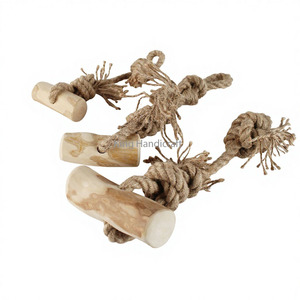 Wholesale Eco-Friendly Coffee Wood Dog Toy with Hemp <b>Rope</b> Durable Pet Teething Toy for Dental Health and Boredom Relief - Product Image 2