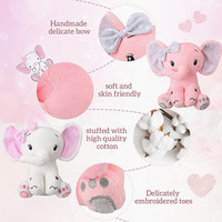 Peluche d'éléphant personnalisée avec de grandes oreilles, jouet de 50 cm, animal en peluche, doux, avec nœud