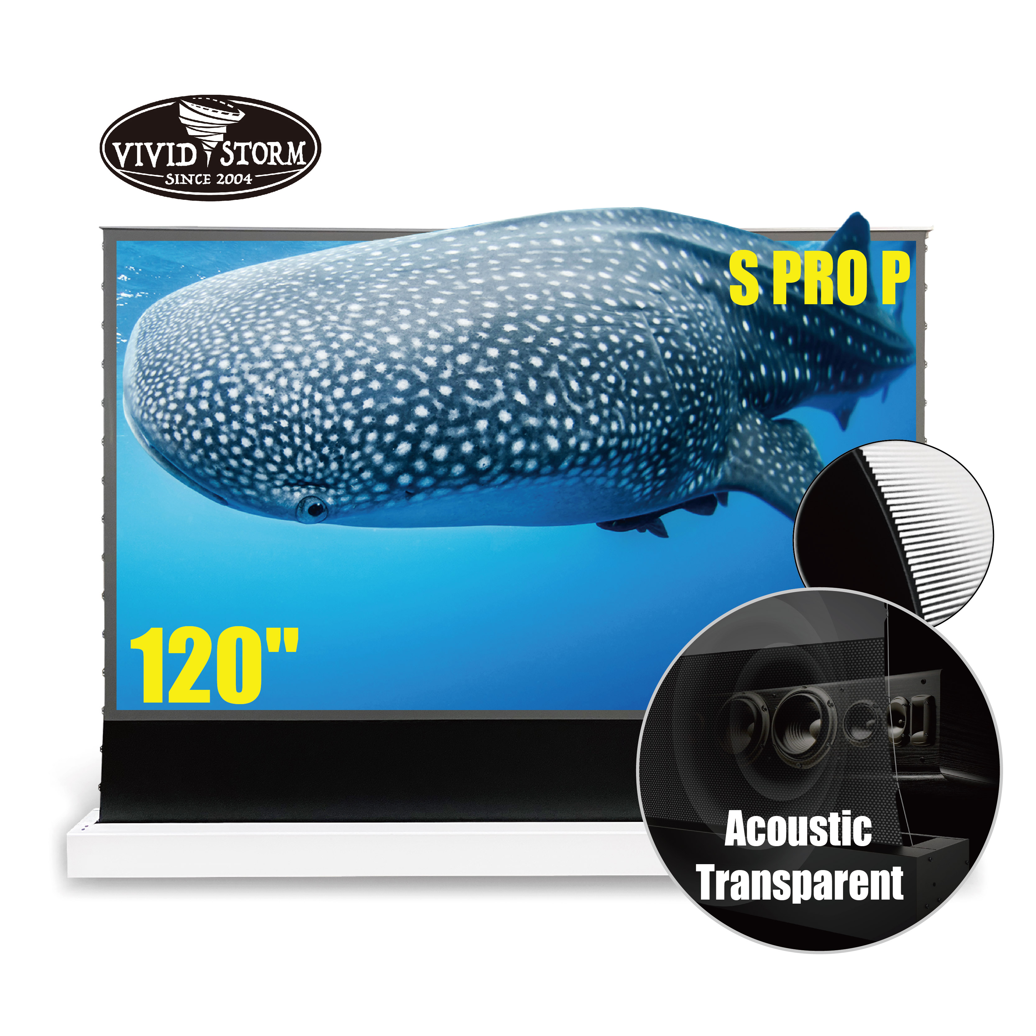 Акустический прозрачный напольный экран VIVIDSTORM S PRO P, 120 дюйма, с электрическим натяжением, для окружающего света, отклоняющий экран, материал