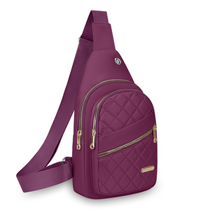 Women's Nylon Chest Bag With Diamond Pattern Multiple Pockets Water Resistant Crossbody Bag For Leisure Travel Summer 2025 - Product Image 5
