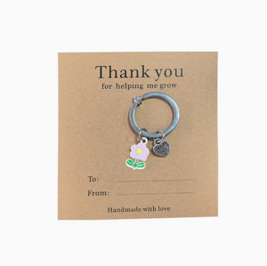 Portachiavi in Metallo di Lusso con Piccolo Fiore, Regalo Promozionale Creativo 'Grazie per avermi aiutato a crescere' - Product Image 6