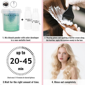Poudre décolorante professionnelle pour cheveux, forte et douce, éclaircit jusqu'à 9 niveaux, idéale pour les mèches blondes et l'éclaircissement DIY - Product Image 4
