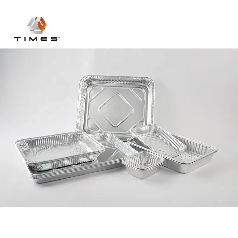 Kích thước 1/2 tấm Bánh Pan OEM thực phẩm đóng gói phục vụ nhôm lá mỏng container với nắp Take-out Khay nướng có thể tái chế