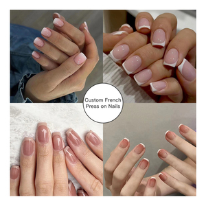 <span class=keywords><strong>Faux</strong></span> ongles carrés français blancs et roses de haute qualité en gros, étiquette privée personnalisée, ongles pressés moyens, ongles artificiels - Product Image 1