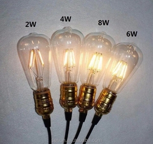 Retro <span class=keywords><strong>LED</strong></span> cong bóng đèn dây tóc <span class=keywords><strong>ST64</strong></span> 4W 6W 8W rõ ràng hổ phách màu xám Kính Bìa - Product Image 4