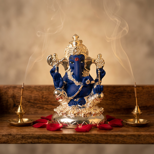 Estatua de Ganesha Plateada de Primera Calidad, Hecha a Mano en Acero Inoxidable, Ídolo del Dios Hindú para Decoración del Hogar, Culto en Templos, Festivales y Espacios Sagrados - Product Image 1