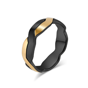 Geometric Two Tone <b>Titanium</b> Steel <b>Ring</b> <b>Black</b> With Blue Unisex Fashion Jewelry Index Finger <b>Ring</b> - Product Image 5