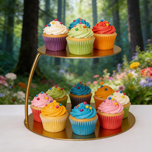 Separatore per Torte Rotondo in Metallo Dorato Ecologico, Espositore Mr&Mrs, Centrotavola per Matrimoni e Anniversari - Product Image 2