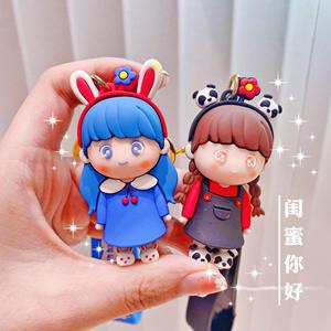 Porte-clés en PVC stéréo pour sac à dos d'écolière, petite princesse mignonne, style Loli, vente chaude - Product Image 4