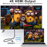 Adaptateur USB-C 5 en 1 vers HDTV/VGA USB 3.0 avec prise en charge 4K/1080P, 3 ports USB 3.0 compatibles
