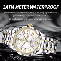 BINBOND B5663 5663 Jam Tangan Pria Quartz Kulit Mewah Tahan Air Tanggal Hari Bercahaya Jam Tangan Pria Reloj Baja Tahan Karat Jam Tangan Pria