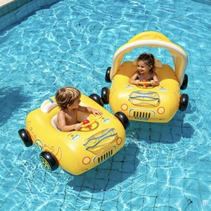 Nouvelle bouée de natation d'été pour enfants avec auvent, flotteur gonflable en PVC en forme de voiture à 4 roues pour bébés et tout-petits - Product Image 1