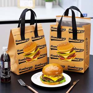 Sac isotherme réutilisable en non-tissé avec logo personnalisé, grand format, imprimé, en ripstop, avec feuille d'aluminium, pour la livraison de hamburgers, sac à déjeuner - Product Image 1