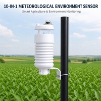 Capteur météo intégré 10 paramètres (température, humidité relative, pression, luminosité, pluie, vitesse/direction du vent, PM2.5, PM10, CO2) de qualité industrielle RS485