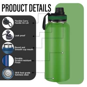 กระติกน้ำสุญญากาศ32ออนซ์1000มล. ขวดน้ำไร้สาร BPA กระติกน้ำสแตนเลสผนังสองชั้นหุ้มฉนวน - Product Image 2