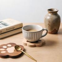 Sous-verre créatif en bois en forme de patte de chat, mignon, en bois massif, isolant thermique, pour théière et tasse