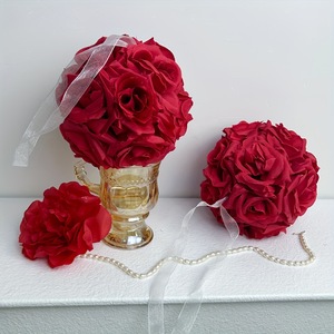 Bola de Flores Artificiales de Rosa, 15 cm de Alto, Simulación Realista, Decoración para Bodas, Material Plástico, Decoración para el Hogar, Adorno para Techo, de Fábrica - Product Image 1